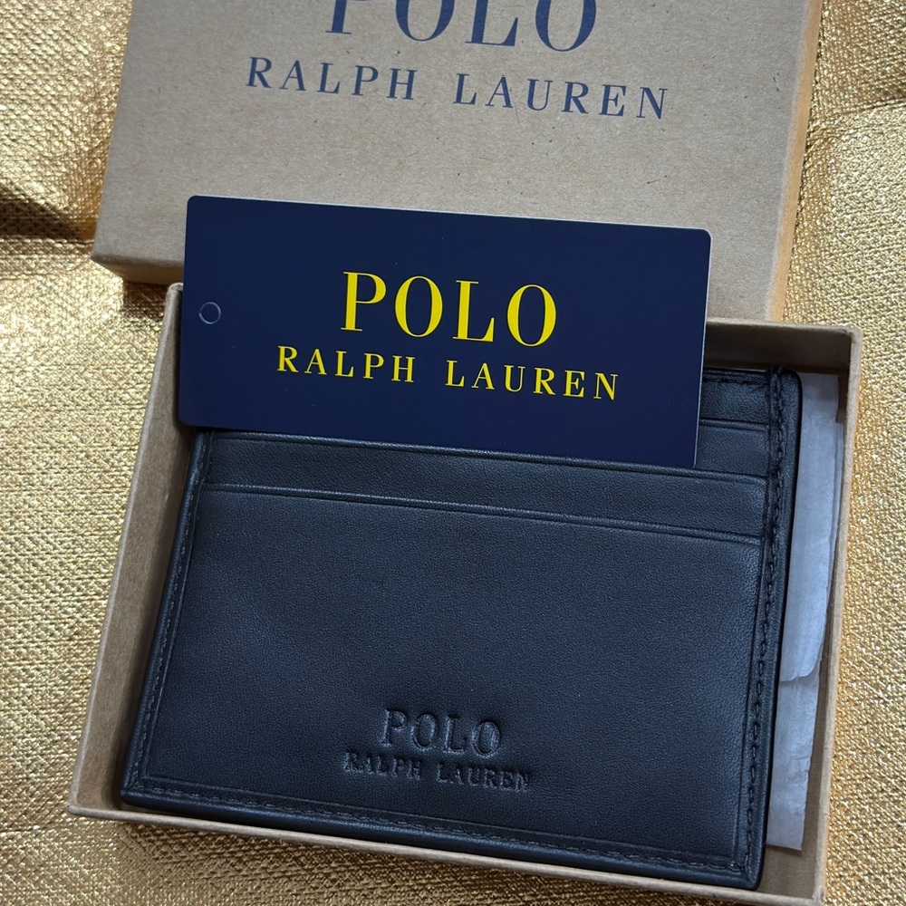 Ralph Lauren Black Leather Card & Key Holder